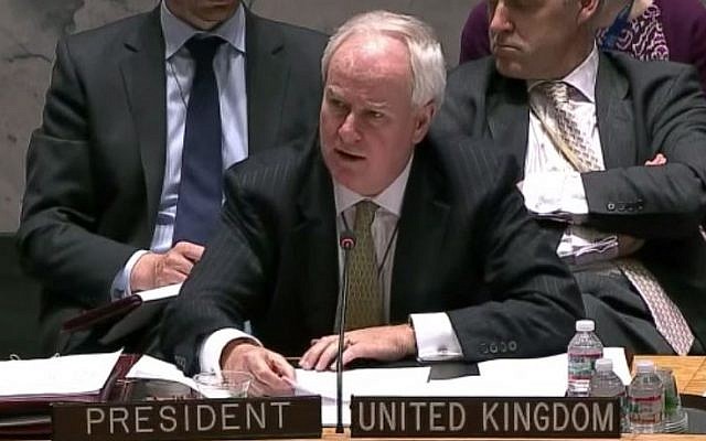 British United Nations Ambassador Mark Lyall Grant. (screen capture: YouTube/NewsFromUkraine)