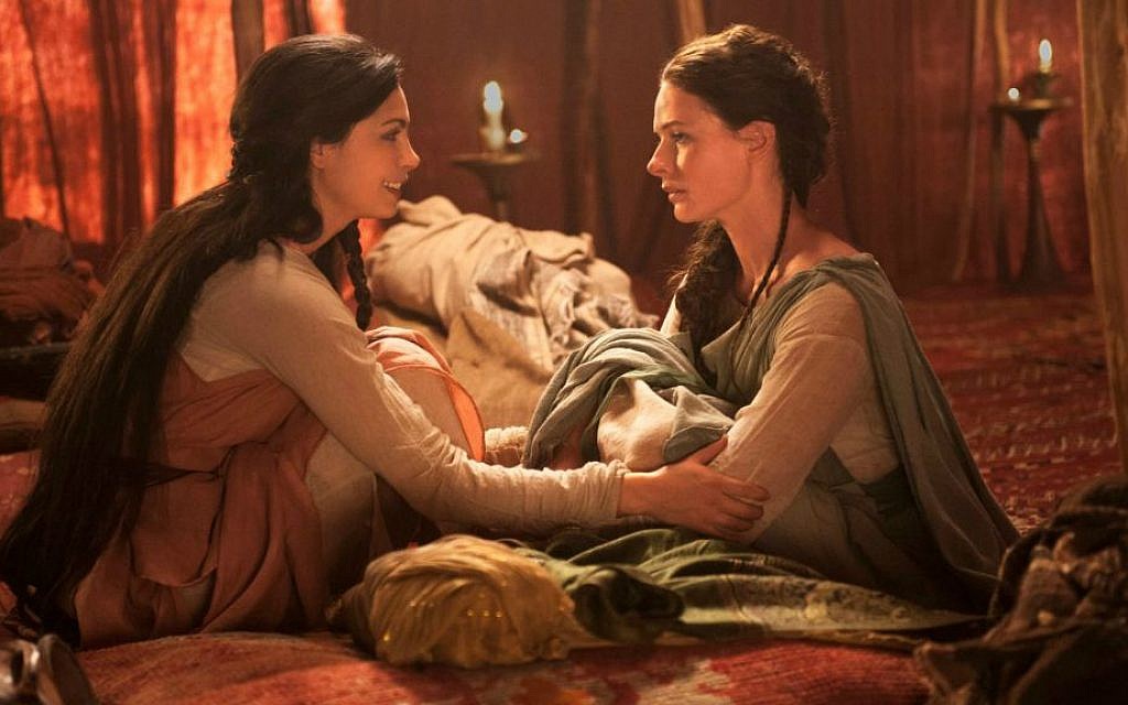 Morena Baccarin, left, as Rachel and Rebecca Ferguson as Dinah in the Lifetime miniseries 'The Red Tent.' (Joey L./Lifetime/JTA)