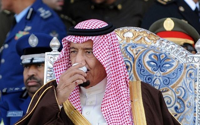 In this picture taken on January 1, 2013, Saudi Crown Prince, now King, Salman bin Abdulaziz attends the graduation ceremony of the 83rd batch of King Faisal Air Academy (KFAA) students at the Riyadh military airport in Riyadh. (Photo credit: AFP/FAYEZ NURELDINE) 