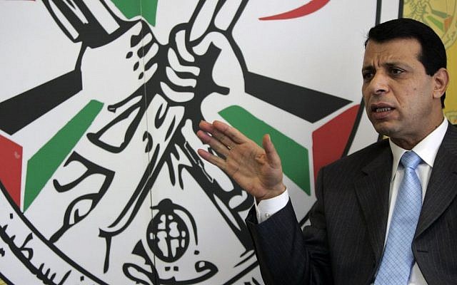 In this January 3, 2011 photo, Fatah leader Mohammed Dahlan speaks during an interview with The Associated Press in his office in the West Bank city of Ramallah. (AP/Majdi Mohammed)