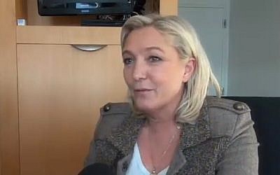 Front National leader Marine Le Pen interviewed for Channel 2, on Tuesday, January 13, 2015. (photo credit: Screen capture)