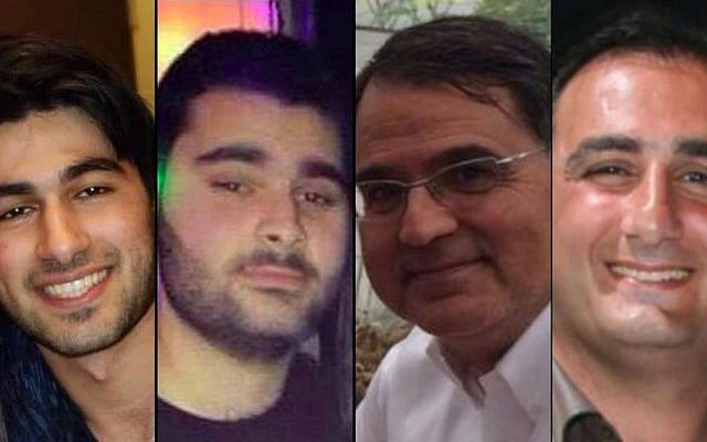 The four victims of the Paris Hyper Cacher attack, from left to right: Yoav Hattab, Yohan Cohen, Francois-Michel Saada, Philippe Braham. (Courtesy)