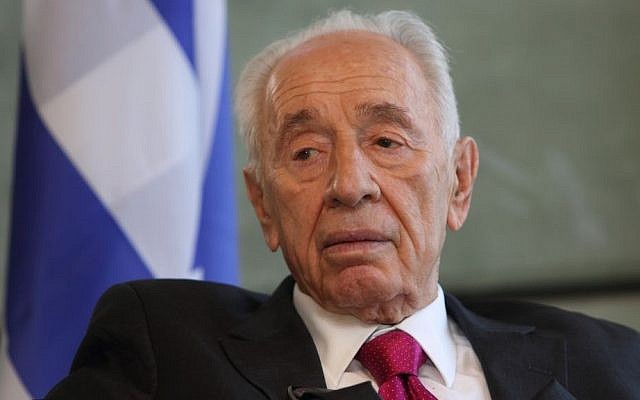 Former president Shimon Peres, seen during an interview in his office in the Peres Center for Peace, Tel Aviv, September 29, 2014 (photo credit: Yaakov Naumi/Flash90)