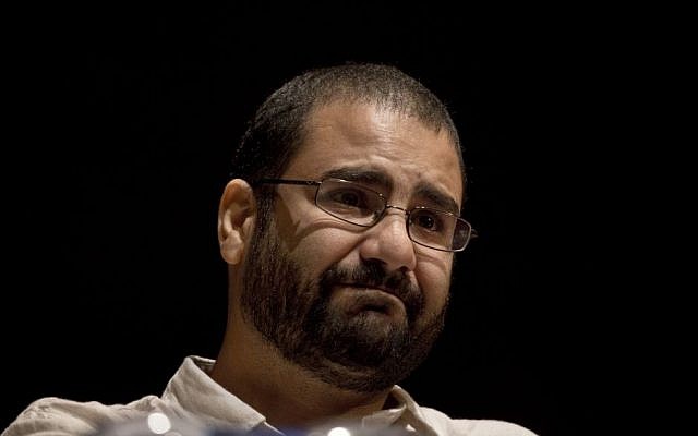 Egypt’s most prominent activist Alaa Abdel-Fattah during a conference held at the American University in Cairo, Egypt, on September 22, 2014. (AP/ Nariman el-Mofty)