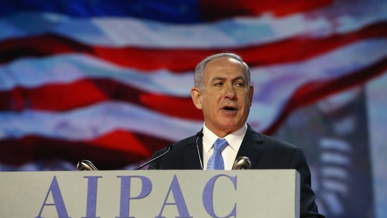 Prime Minister Benjamin Netanyahu speaks during the American Israel Public Affairs Committee (AIPAC) 2015 Policy Conference, March 2, 2015 in Washington, DC. (photo credit: Mark Wilson/Getty Images/AFP)