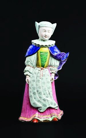 Figure of a standing woman dressed in the formal clothes of the 16th-century Frankfurt Jewish community. (photo credit: Courtesy of Cohen & Cohen/ JTA) 