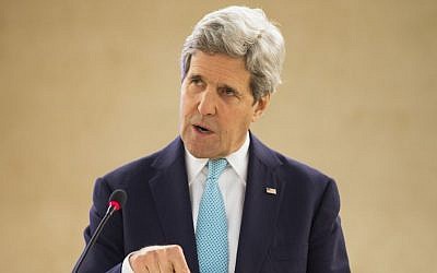US Secretary of State John Kerry (photo credit: AFP PHOTO/POOL/EVAN VUCCI)