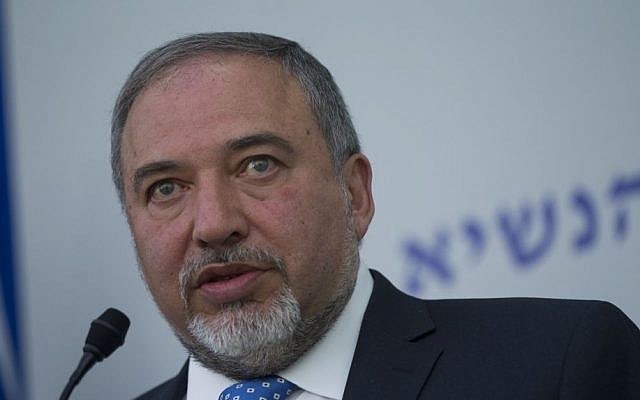 Foreign Minister Avigdor Liberman speaks to the press in Jerusalem on March 23, 2015. (photo credit: Miriam Alster/FLASh90)