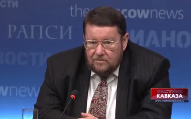 Former Russian Jewish Congress head Yevgeny Satanovsky (screen capture: Vestnik Kavkaza/YouTube)