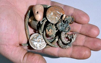 Ancient artifacts found in a cave in northern Israel, February 2015. (photo credit: Clara Amit/Israel Antiques Authority)