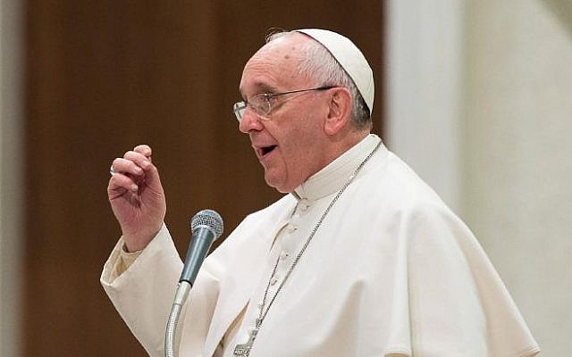 Pope Francis at the Vatican, Saturday, Feb. 28, 2015. (photo credit: AP Photo/L'Osservatore Romano, Pool)