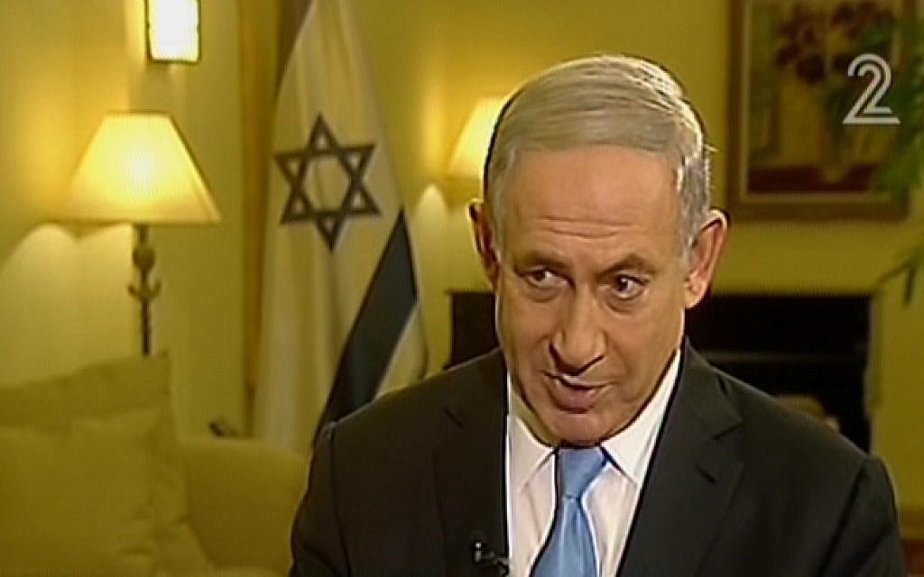 Benjamin Netanyahu speaking to Channel 2 on Thursday, March 12, 2015. (Screen capture: Channel 2)