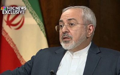 Iranian Foreign Minister Mohammad Javad Zarif in an NBC interview on March 4, 2015 (NBC screenshot)