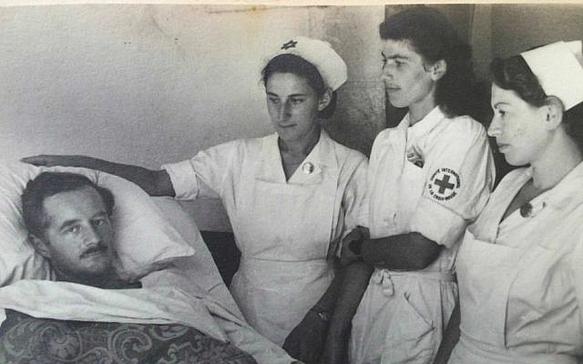 Liesje (Elisheva) Auerbach (third from right) as a nurse at Hadassah Hospital, Jerusalem, 1946. (Courtesy)