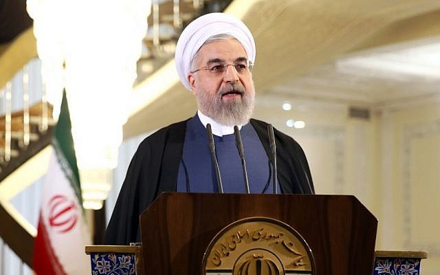 Iranian President Hassan Rouhani in Tehran, Iran, Friday April 3, 2015 (Photo credit: AP/Ebrahim Noroozi)