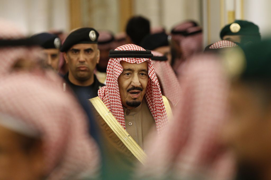 Saudi Arabia's King Salman attends a ceremony at the Diwan royal palace in Riyadh, January 24, 2015. (AP/Yoan Valat, File)