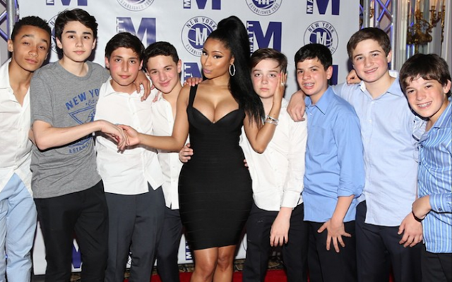 Nicki Minaj and young admirers at Matt Murstein's bar mitzvah (photo credit: Instagram via JTA)