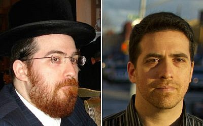 Before and after: Shulem Deen as a Skverer Hasid, left, and a modern secular Jew. (Photo at left courtesy of Shulem Deen; at right, by Pearl Gabel/via JTA)