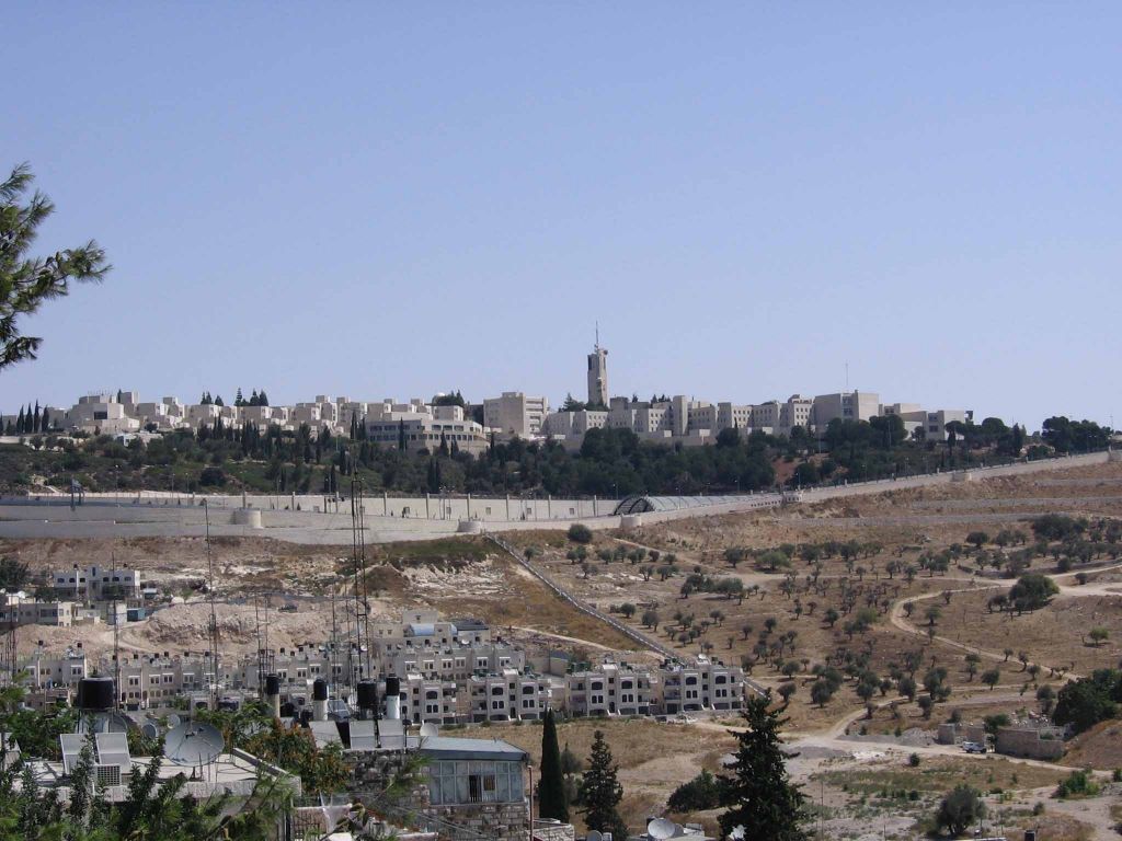 Mount Scopus, seen from below, has been under Israeli control since 1948, even though it is in eastern Jerusalem, which was occupied by Jordan until the 1967 Six-Day War. (Wikimedia Commons/JTA)