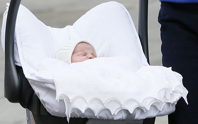The newborn daughter of Britain's Prince William and Kate, Duchess of Cambridge, outside St. Mary's Hospital's exclusive Lindo Wing, London, Saturday, May 2, 2015. (photo credit: AP Photo/Kirsty Wigglesworth)