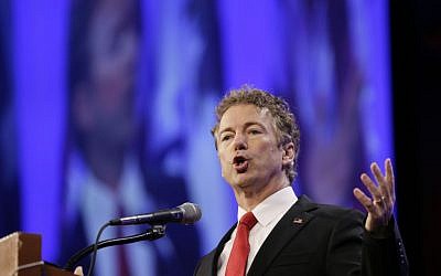 Republican presidential candidate Sen. Rand Paul speaks during the Iowa Republican Party's Lincoln Dinner, Saturday, May 16, 2015, in Des Moines, Iowa. (AP Photo/Charlie Neibergall)
