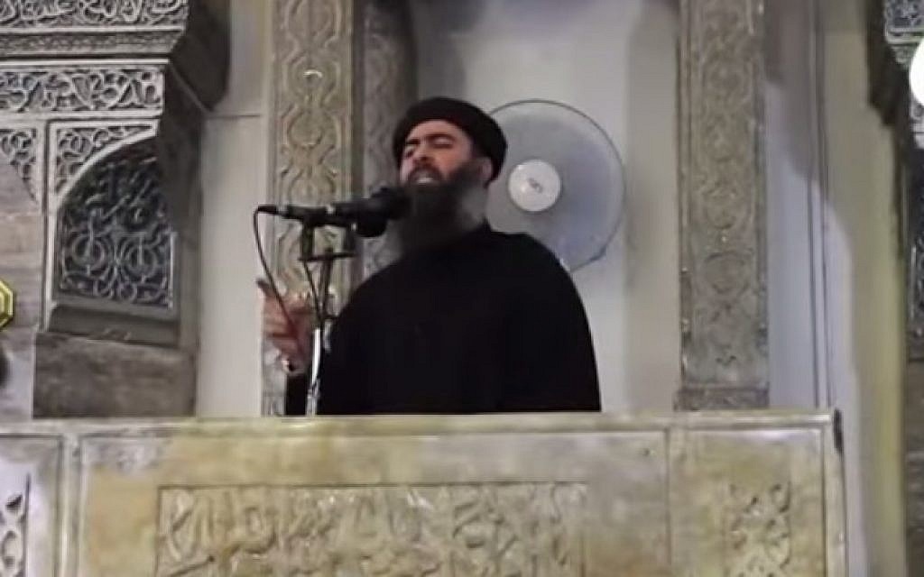 File: Islamic State leader Abu Bakr al-Baghdadi giving a sermon. (screen capture: YouTube)