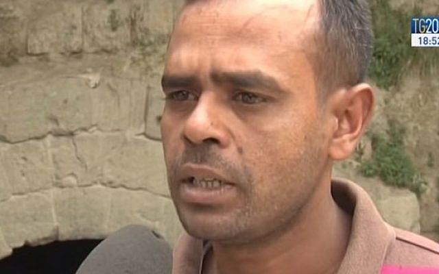 Sobuj Khalifa, a homeless illegal Bangladeshi immigrant who saved an Israeli woman from drowning in Rome (YouTube screen capture/TV2000)
