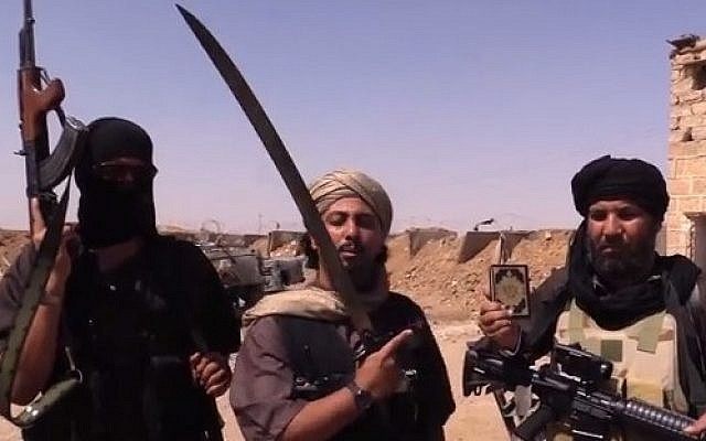 Islamic State fighters in a video produced by the group (YouTube screen capture/VICE News)