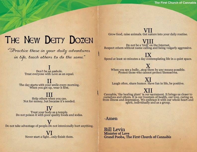 The First Church of Cannabis's Deity Dozen. (courtesy)