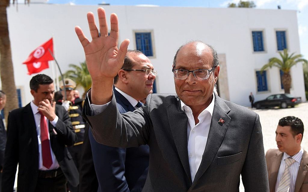 Tunisian former president Moncef Marzouki in Tunis, March 29, 2015. (AP Photo/Emmanuel Dunand, pool)