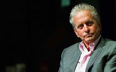 Actor and producer Michael Douglas, at a panel discussing his career, at the Jerusalem Cinematheque in June 2015 (Johana Garon/Flash 90)