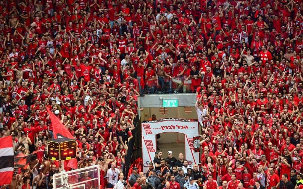 A sea of red as Hapoel fans celebrate the team's first championship win (Courtesy Hapoel Jerusalem)