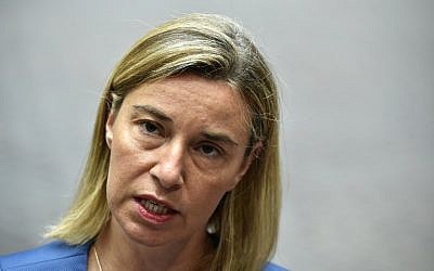 EU Foreign Policy Chief Federica Mogherini speaks to journalists at the European Union headquarters in Brussels, Belgium, July 20, 2015. (AFP/John Thys)