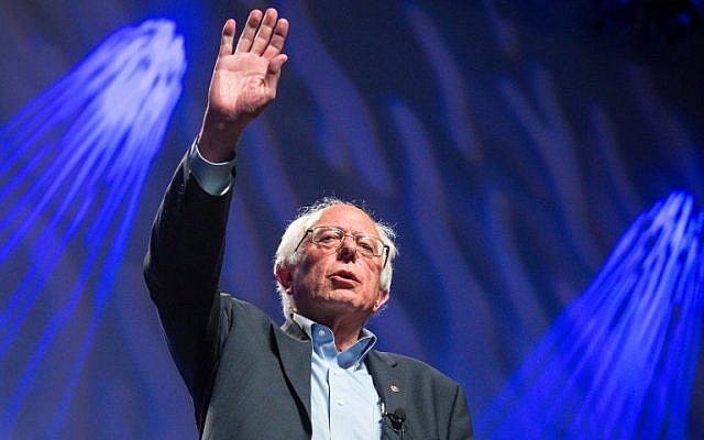 Senator Bernie Sanders (I-VT) addresses hecklers and supporters at the Netroots Nation 2015 Presidential Town Hall in Phoenix, Arizona, July 18, 2015. (Charlie Leight/Getty Images/AFP)