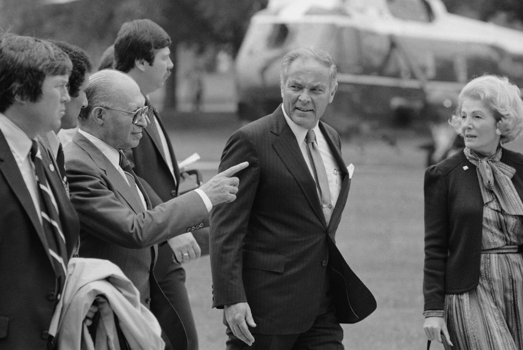 Prime minister Menachem Begin, left, is escorted by secretary of state Alexander Haig on Begin's arrival in Washington, Tuesday, September 9, 1981(AP Photo, File)