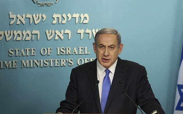 Prime Minister Benjamin Netanyahu delivers a statement to the press following the nuclear deal with Iran, at the PM's Office in Jerusalem, on July 14, 2015. (Photo by Hadas Parush/Flash90)