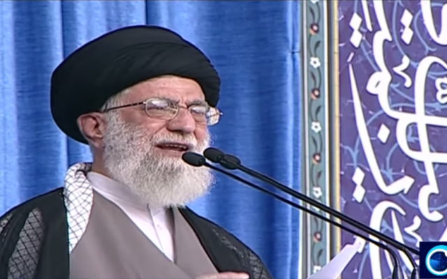 Iran's Supreme Leader Ayatollah Ali Khamenei speaks in Tehran on July 18, 2015 (Iran Press TV screenshot)