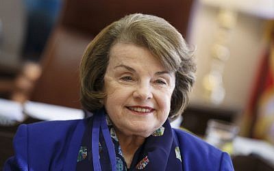 In this Feb. 11, 2015, file photo, Sen. Dianne Feinstein, D-California, speaks during an interview about the CIA torture report, in her Capitol Hill office in Washington, DC. (AP/J. Scott Applewhite)