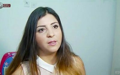 Tehila Efraimov of Sderot. (screenshot/Channel 1)