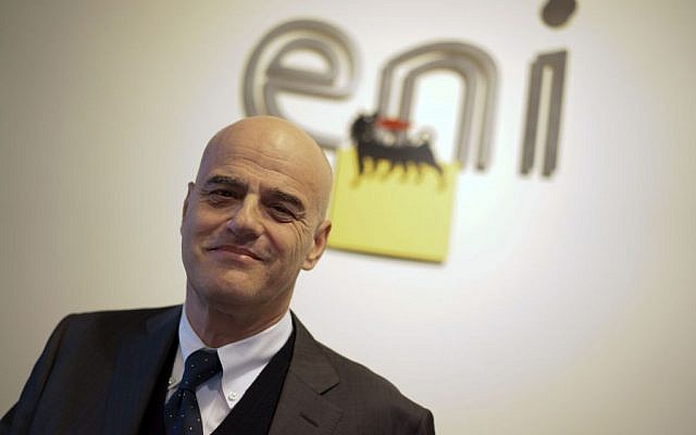 In this Tuesday, January 20, 2015 file photo, Italian energy giant Eni CEO Claudio Descalzi poses for a photo prior to the start of a conference, in Rome.  (Andrew Medichini/ AP Photo)