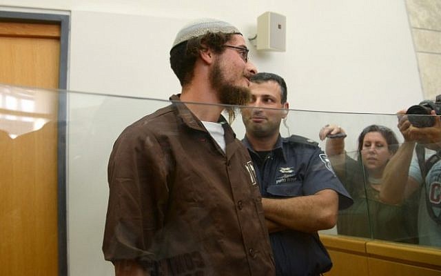 Illustrative: Meir Ettinger,  grandson of Rabbi Meir Kahane, seen at Nazareth Magistrate's court August 04, 2015. (Basel Awidat/Flash90)
