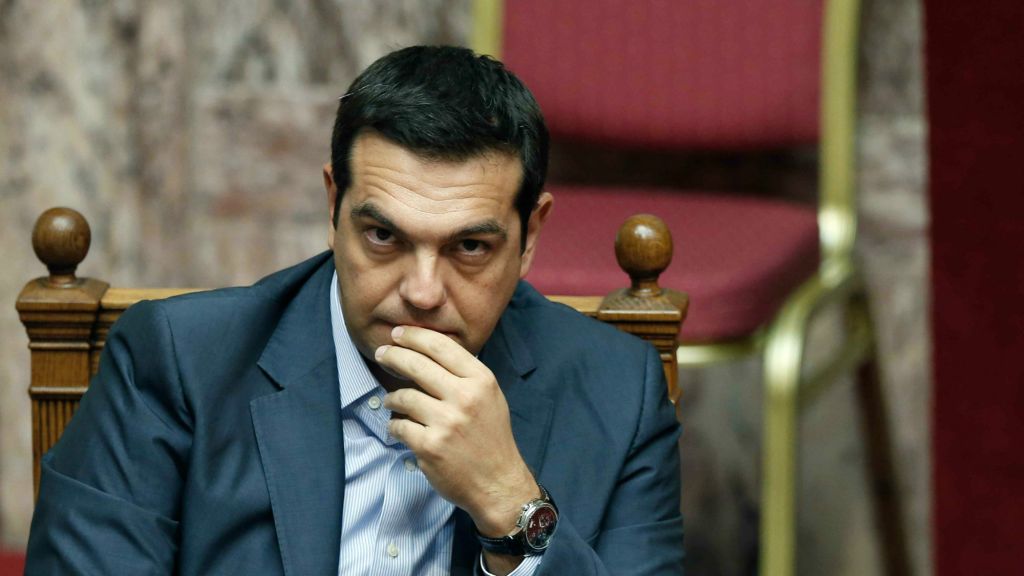 Greek Prime Minister Alexis Tsipras during a parliamentary session in Athens, Friday, Aug. 14, 2015. (AP Photo/Yannis Liakos)