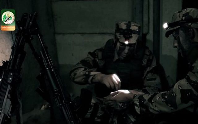 Hamas members seen in a tunnel in an Izz ad-Din al-Qassam Brigade promotional video. (YouTube)