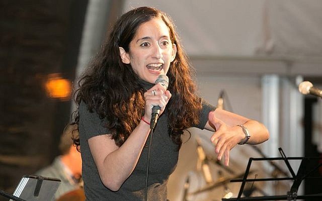 Maya Boodaie-Freedman preforms feminist stand-up comedy in Jerusalem, April 2014 courtesy/Elior Ben Haim