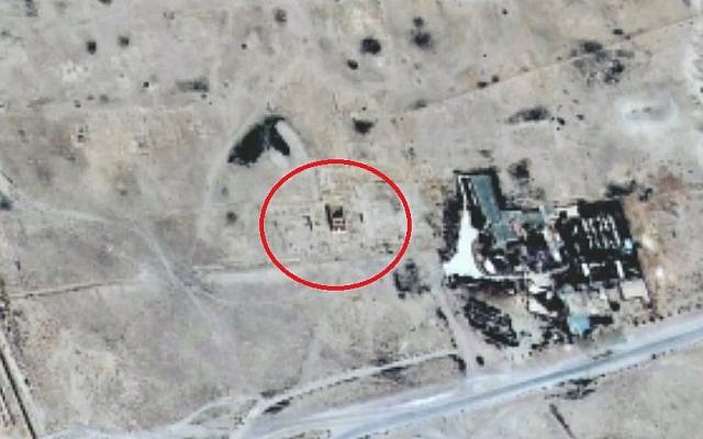 Screen capture of a satellite image from the  UN training and research agency UNITAR  taken on June 26, 2015 and showing the site of the Baalshamin temple in Syria’s Palmyra, which was demolished by the Islamic State in August, 2015. (Video AFP)