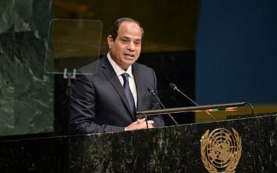 Egyptian President Abdel-Fattah el-Sissi, speaks at the United Nations Sustainable Development Summit in New York, September 25, 2015. (AFP Photo/Dominick Reuter)