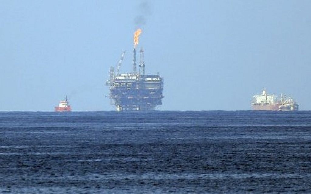 Italian energy company Eni SpA's Bouri Offshore oil terminal is seen off the Libyan coast in the Mediterranean Sea, August 1, 2015. (AP/Gregorio Borgia)