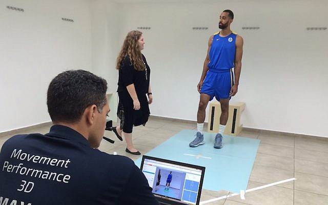 A Maccabi Tel Aviv player is evaluated using the PhysiMax system (Courtsy)