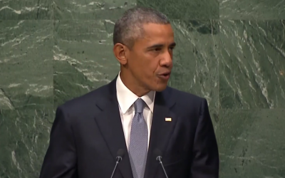 President Barack Obama speaks to the UN General Assembly, September 28, 2015 (UN screenshot)