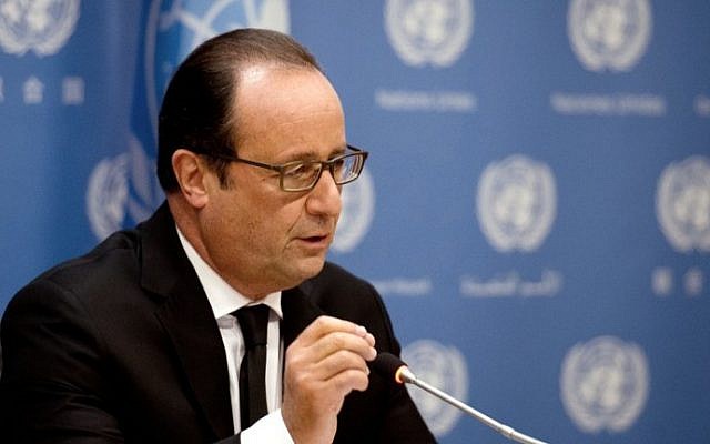 French President Francois Hollande speaks on French intervention in Syria during the 70th UN General Assembly on September 27, 2015, in New York. (AFP/POOL/ALAIN JOCARD)